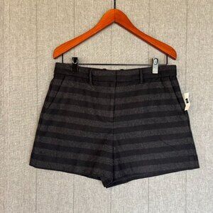 Gap Wool Blend Black Gray Stripe High Rise Wide Leg Tailored Shorts Size 12 Tall